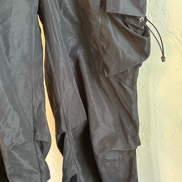 Black Baggy Cargo Hip Hop Dance Pants with Pockets & Drawstrings Sz S - Picture 4 of 10